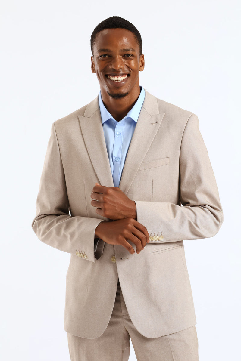 Regular Twill Suit Jacket  · Natural