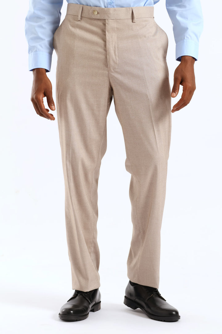 Regular Twill Suit Trousers - Natural