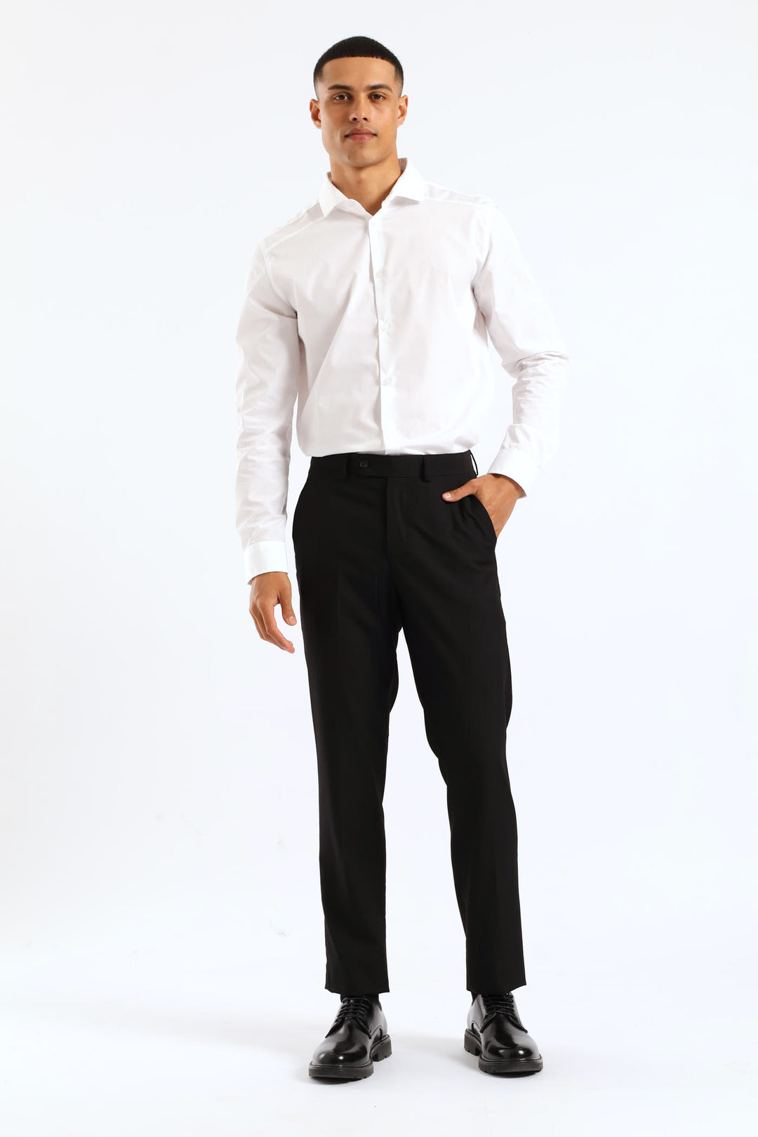 Regular Fit Viscose Blend Suit Trouser - Black