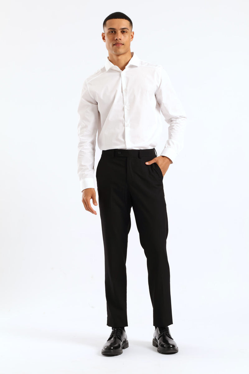Regular Fit Viscose Blend Suit Trouser - Black