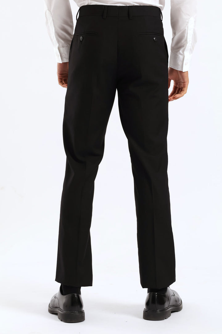 Regular Fit Viscose Blend Suit Trouser - Black