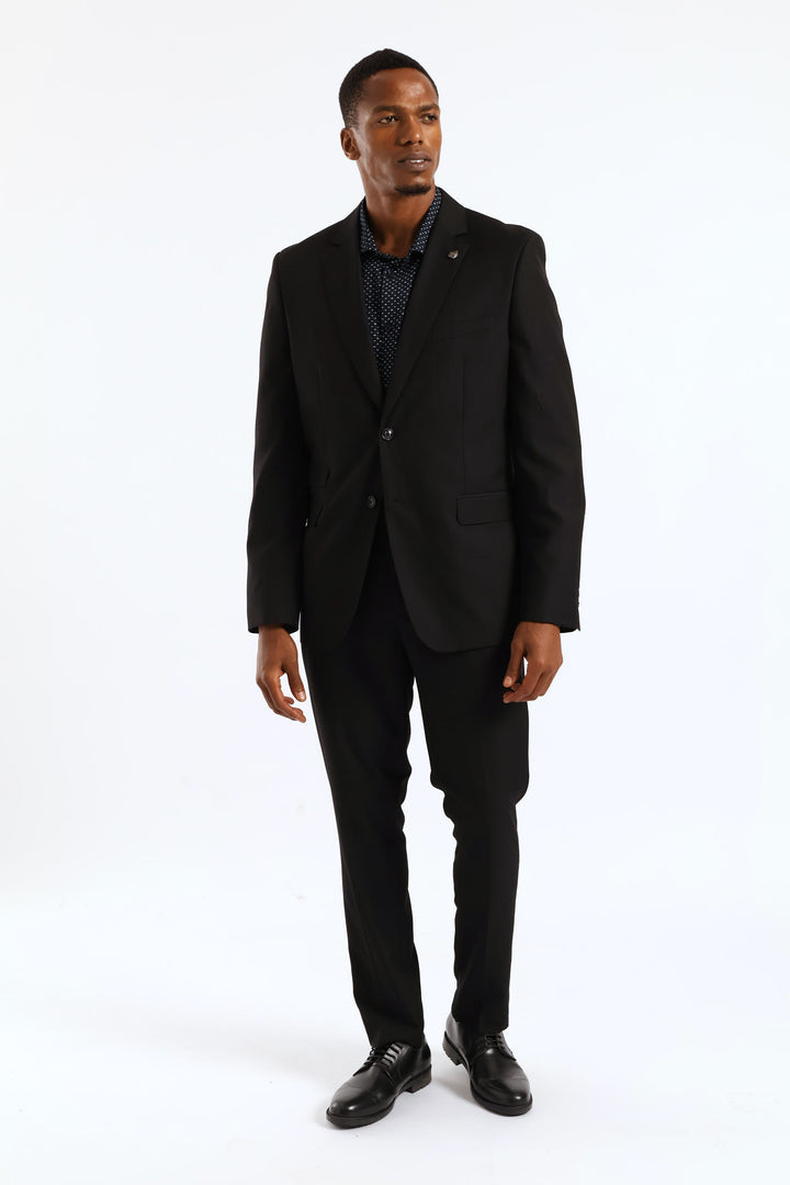 Regular Fit Viscose Blend Suit Jacket - Black