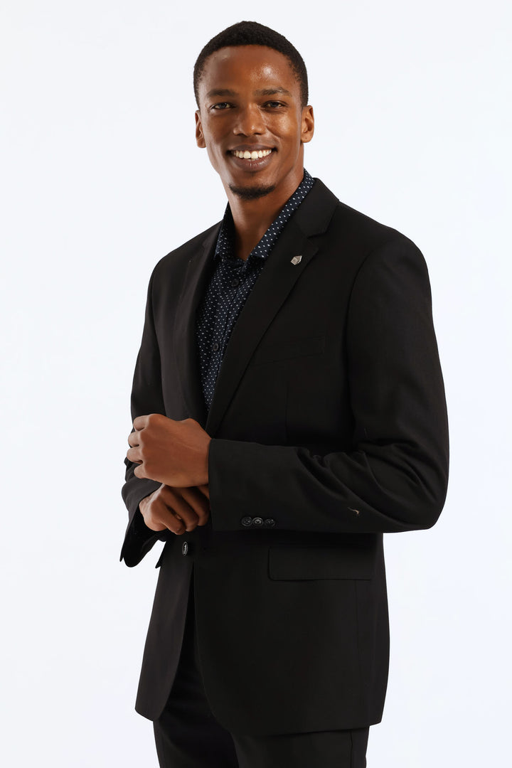 Regular Fit Viscose Blend Suit Jacket - Black