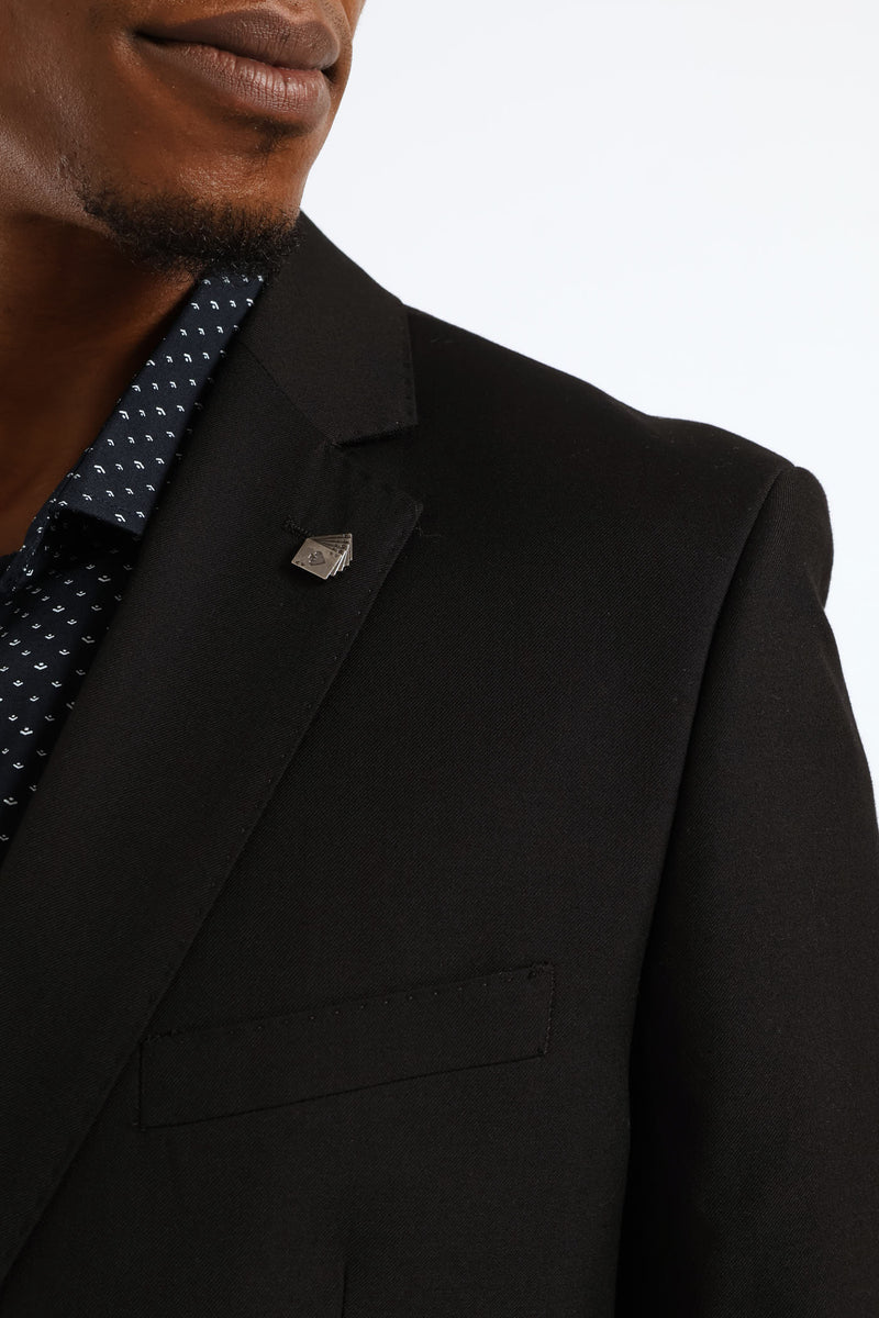 Regular Fit Viscose Blend Suit Jacket - Black