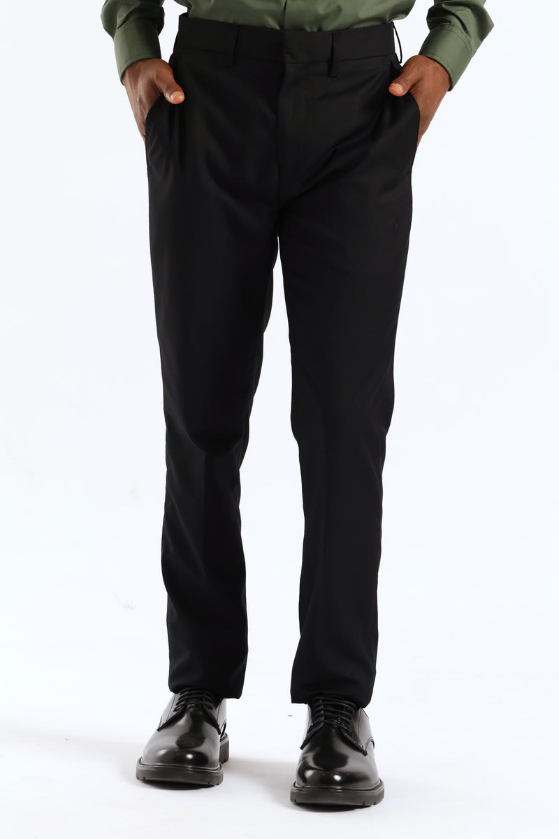 Slim Basic Smart Trousers - Black