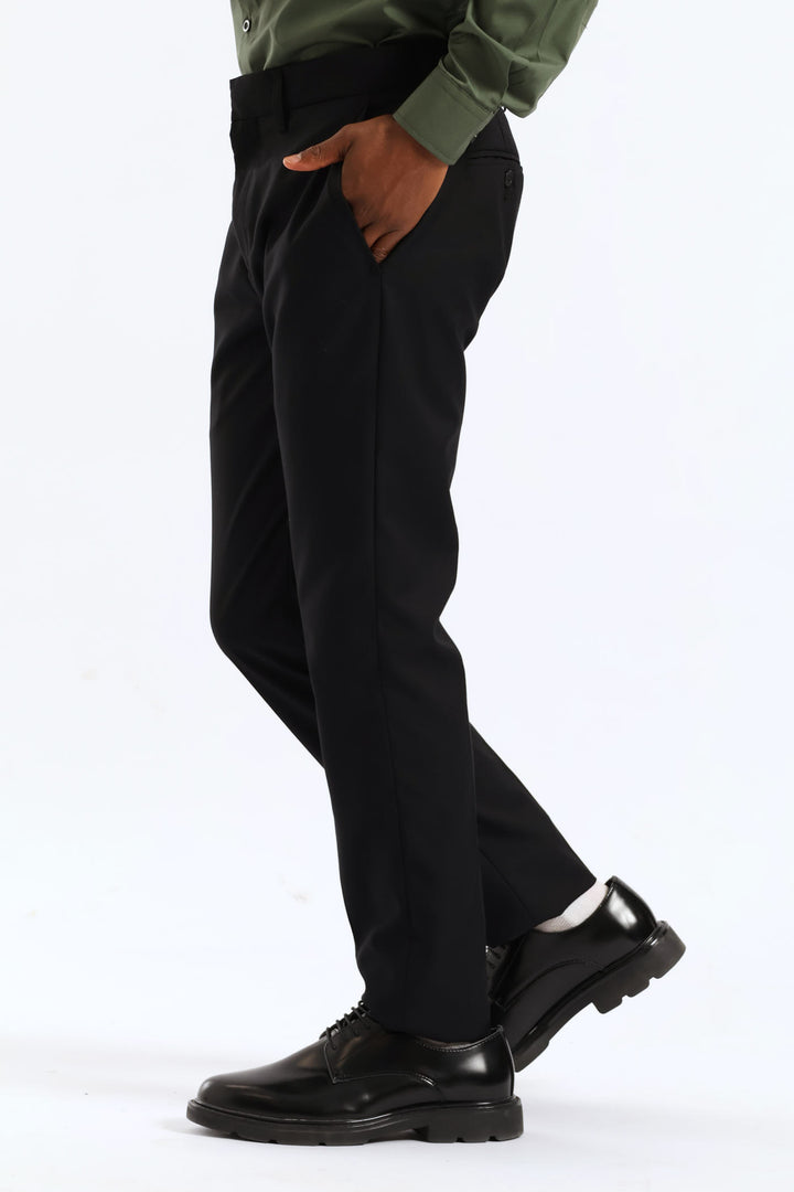 Slim Basic Smart Trousers - Black