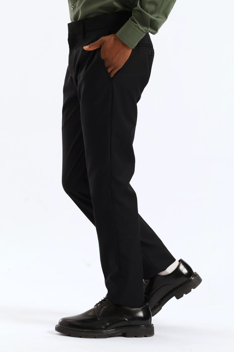 Slim Basic Smart Trousers - Black