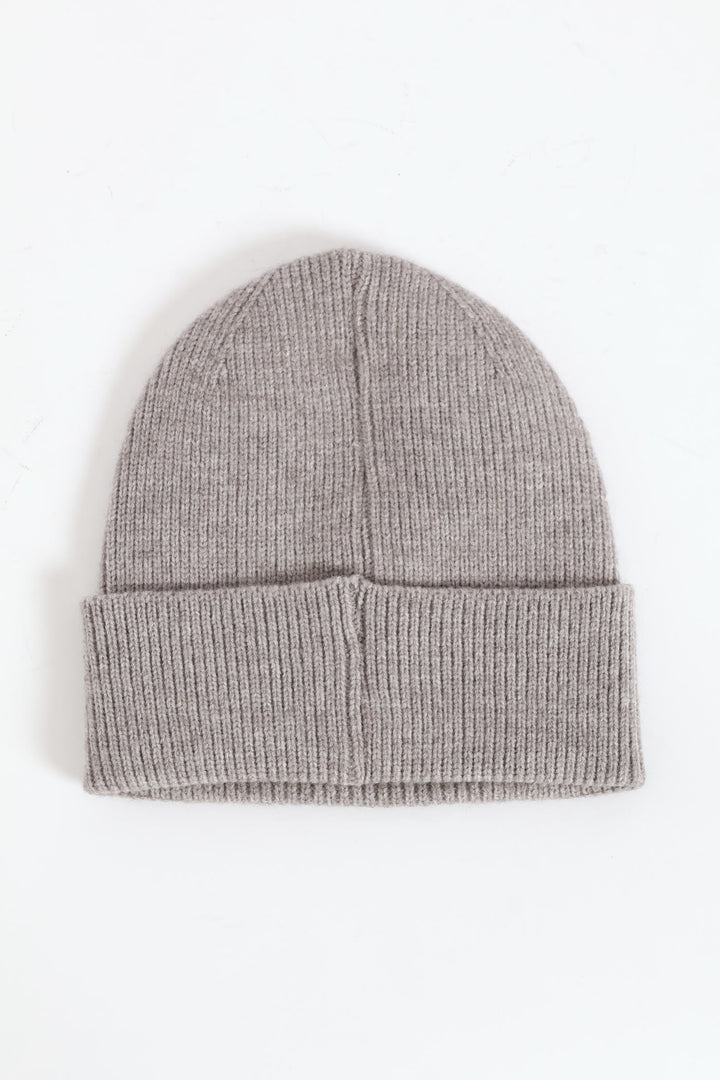 Diamante Turn Up Beanie - Grey