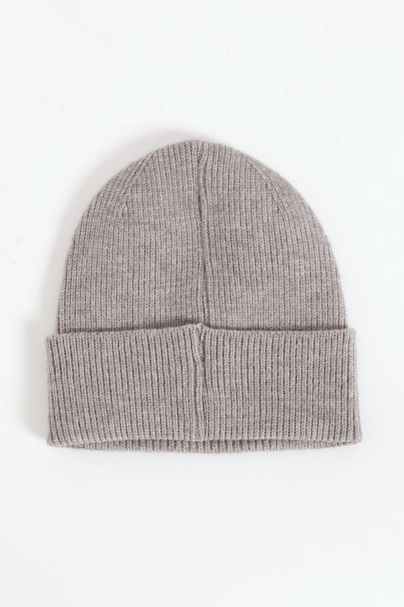 Diamante Turn Up Beanie - Grey