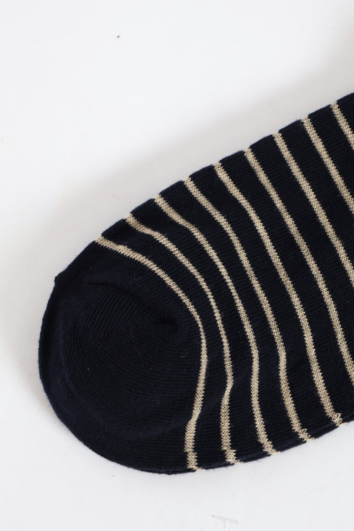 Stripe Single Socks - Cream/Navy