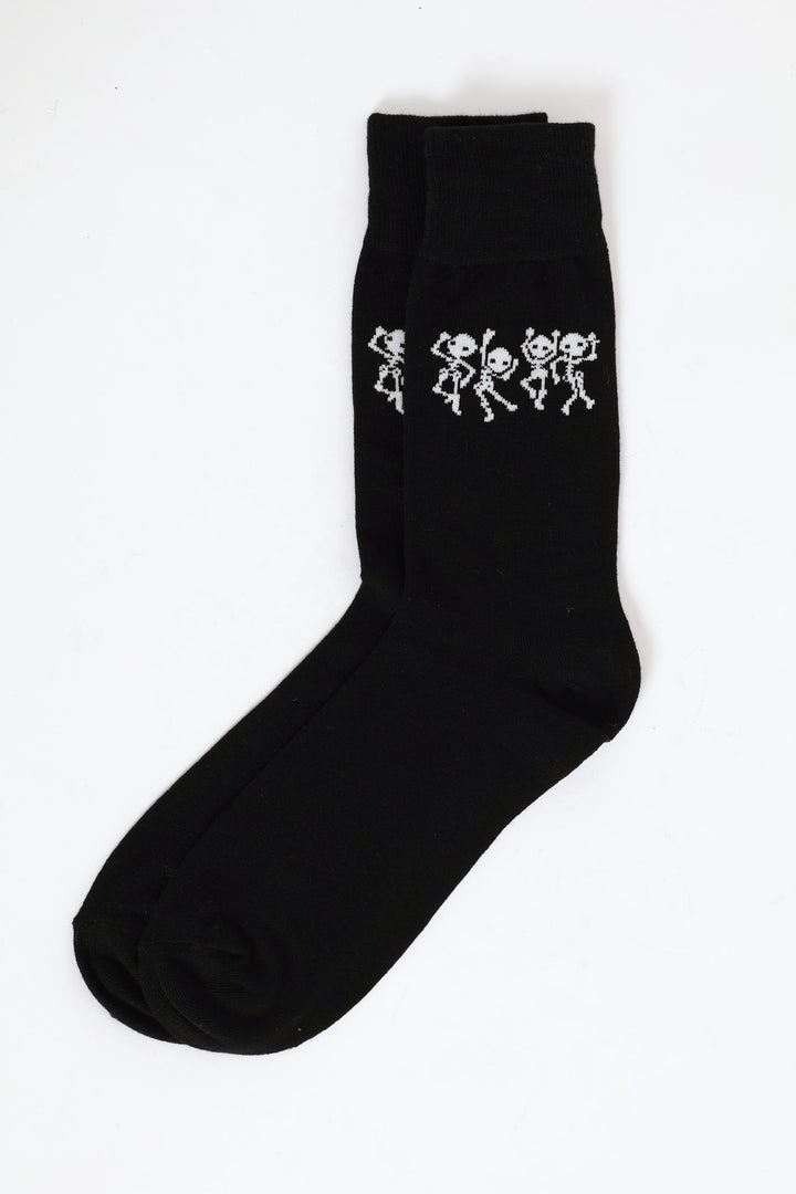 Skeleton Happy Socks - White/Black