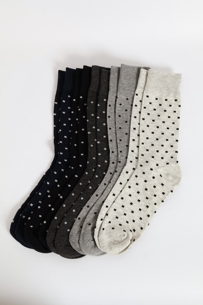 5 Pack Anklet Socks - Bright Blue/Grey