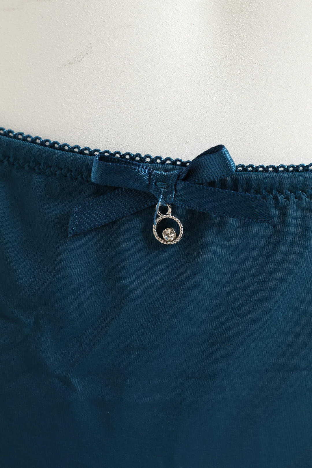 Plain Microfibre & Lace Brazilian Panty - Teal