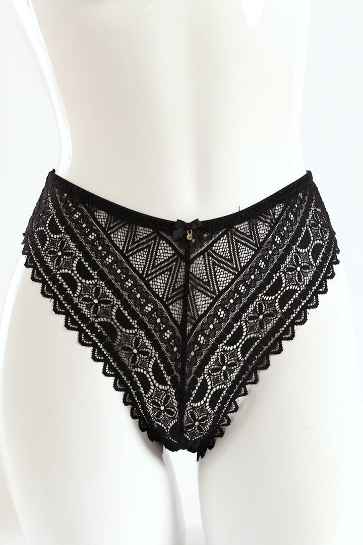 Full Lace Brazilian Panties - Black
