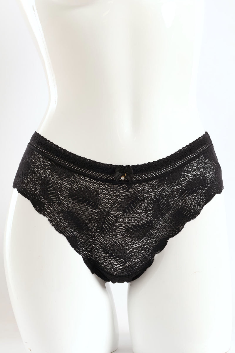 Lace Midi Panties - Black