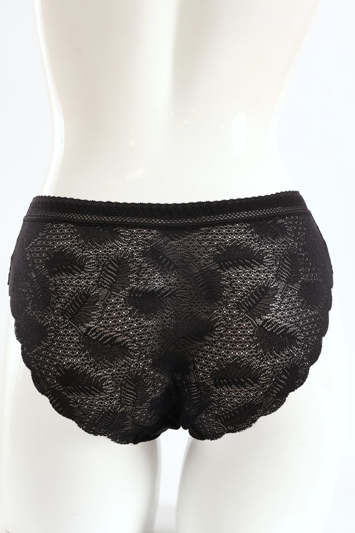 Lace Midi Panties - Black