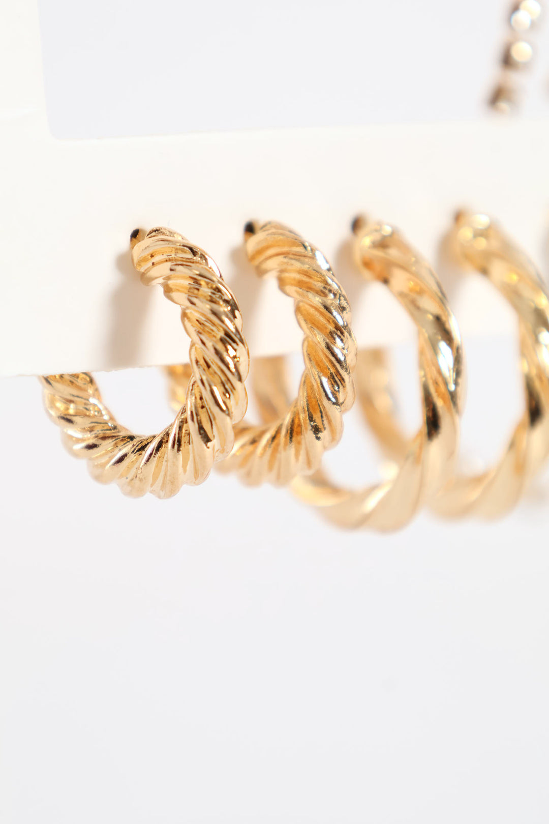 6 Pack Small Pearl Bead Hoops & Drop Earrings - Gold