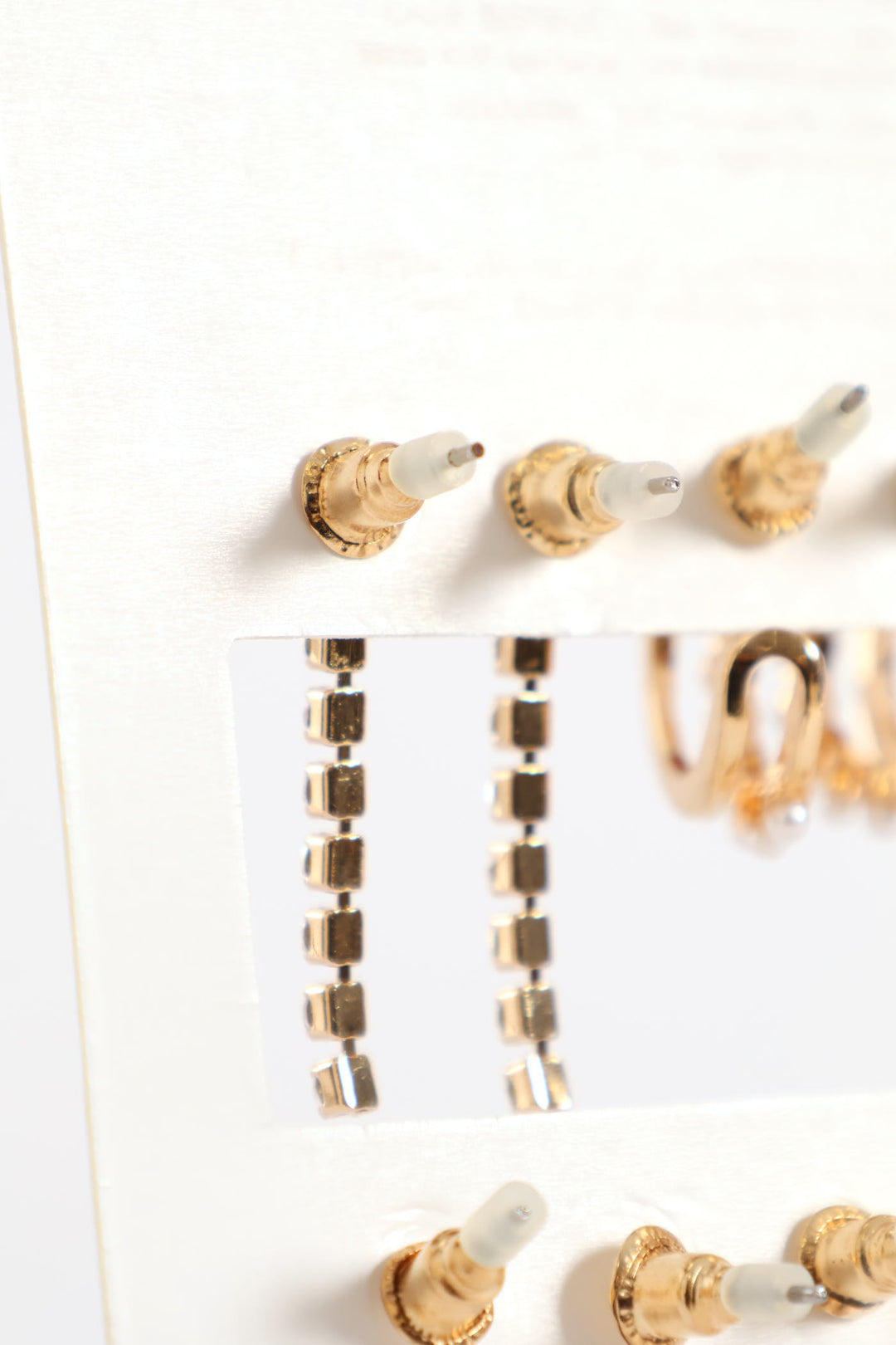 6 Pack Small Pearl Bead Hoops & Drop Earrings - Gold