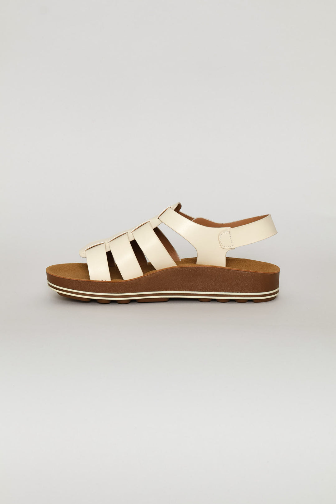 Caged High Sole Sandal - White