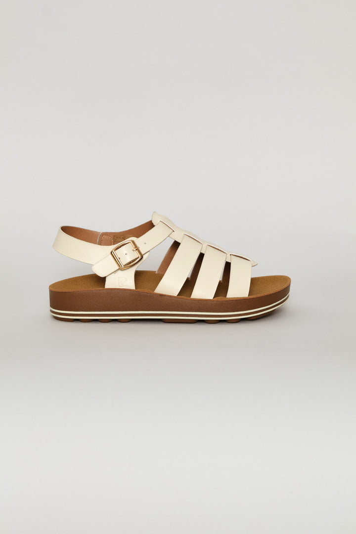 Caged High Sole Sandal - White