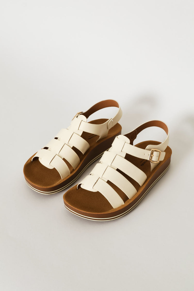 Caged High Sole Sandal - White