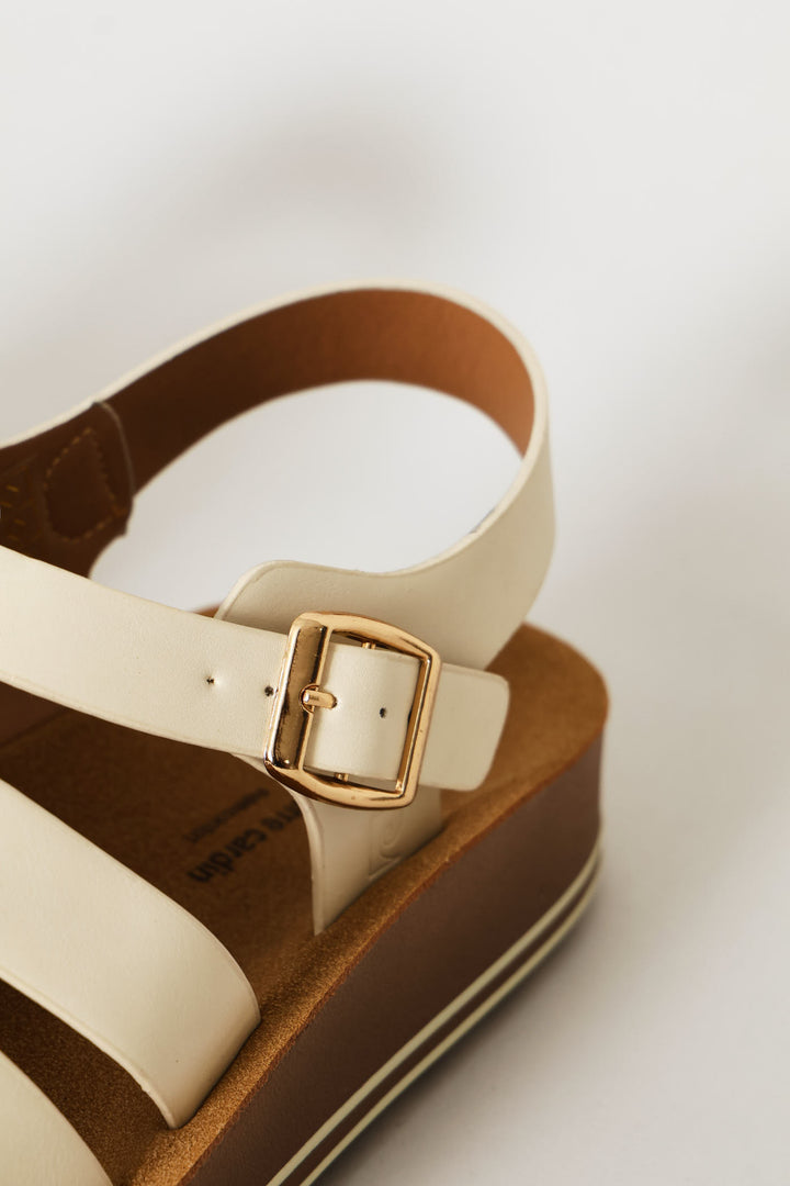 Caged High Sole Sandal - White