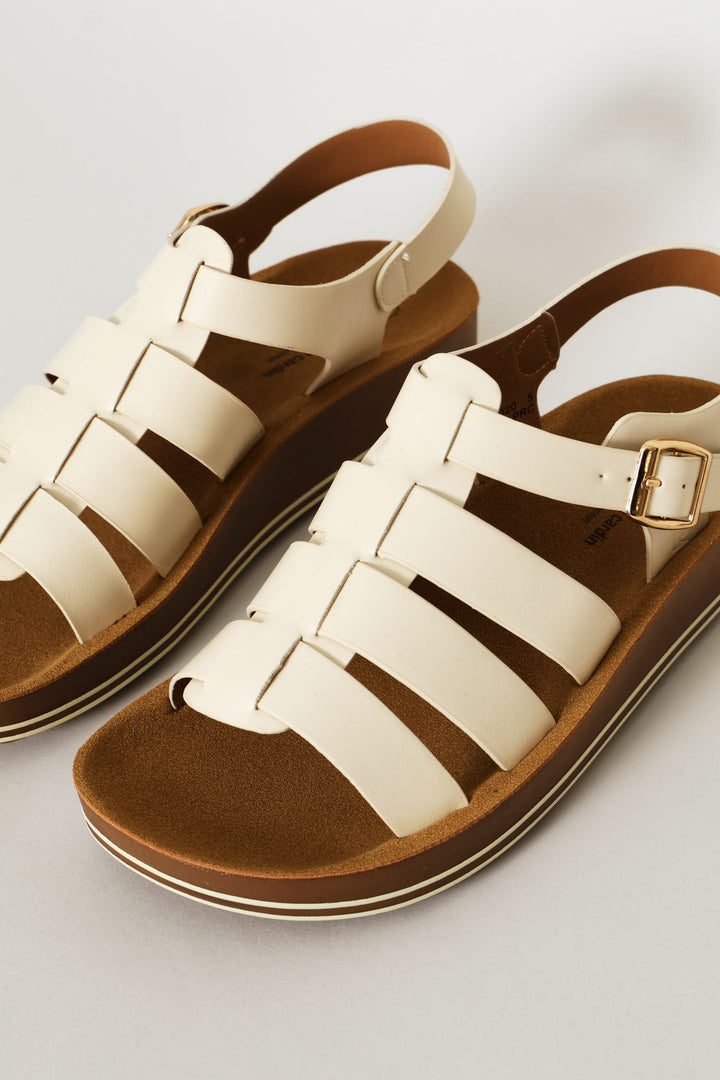 Caged High Sole Sandal - White