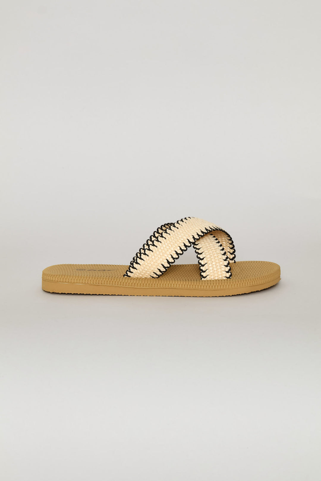 Raffia Cross Strap Mule Sandal