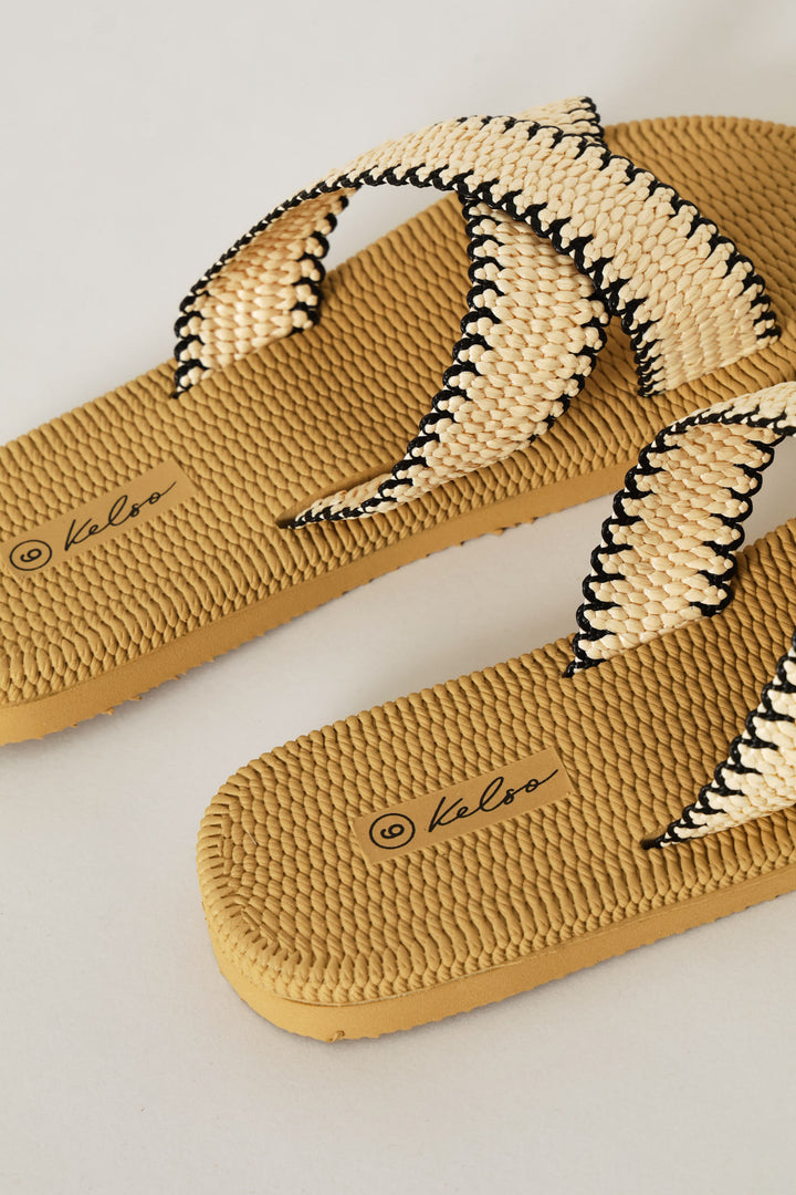 Raffia Cross Strap Mule Sandal