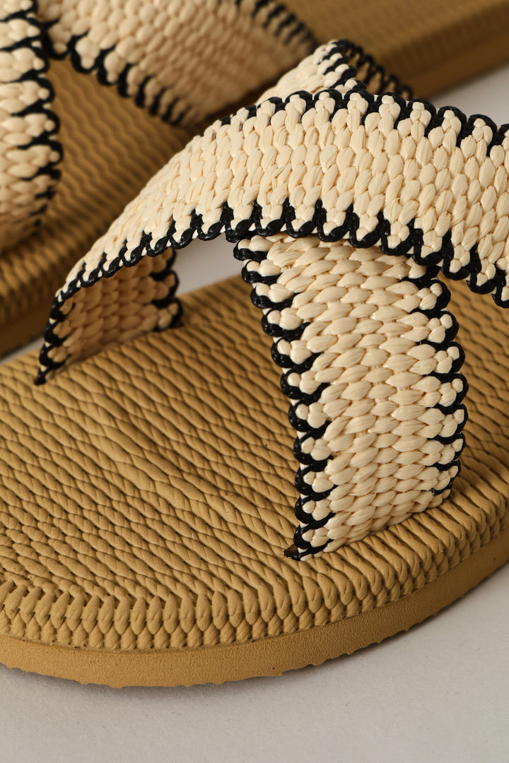 Raffia Cross Strap Mule Sandal