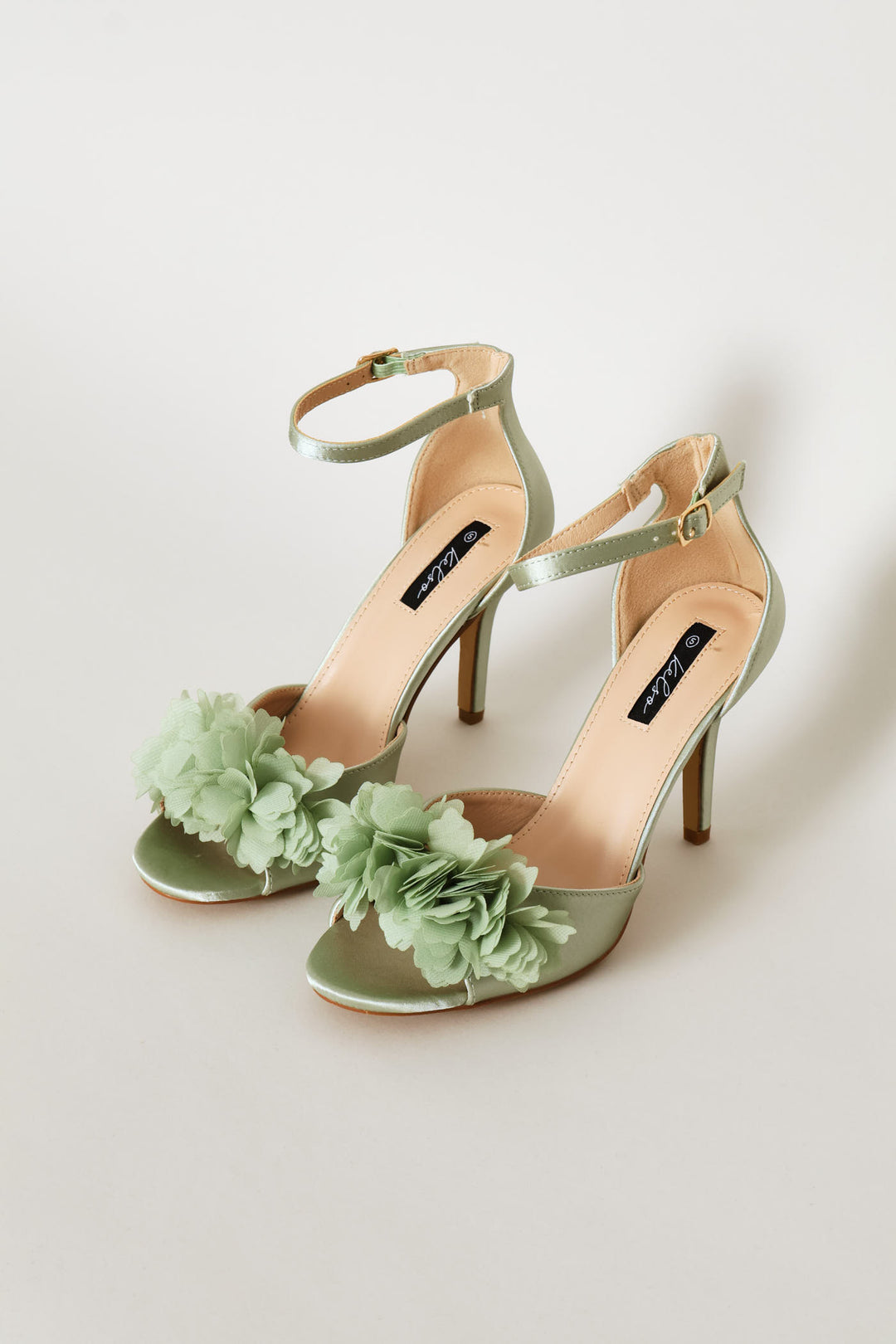 Chiffon Flower Closed Quarter Heel - Sage