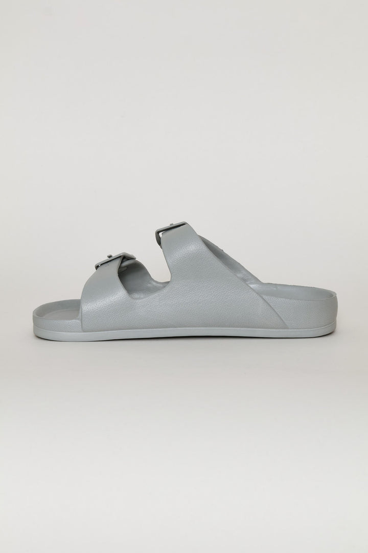 Double Buckle Slide - Grey