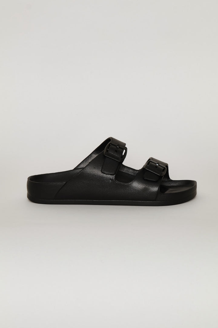 Double Buckle Slide - Black