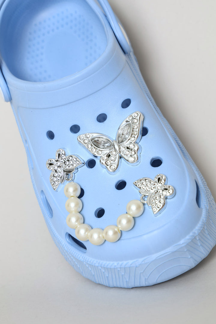Girls Embellished Chunky Clog - Light Blue