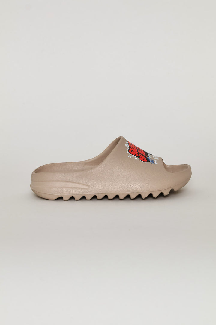 Boys Skate Print Slide - Taupe