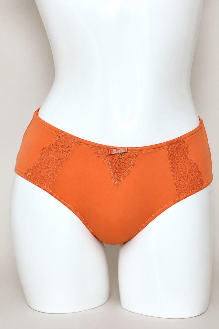 Microfiber & Lace Boyleg Panty - Rust