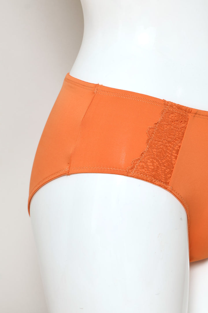 Microfiber & Lace Boyleg Panty - Rust