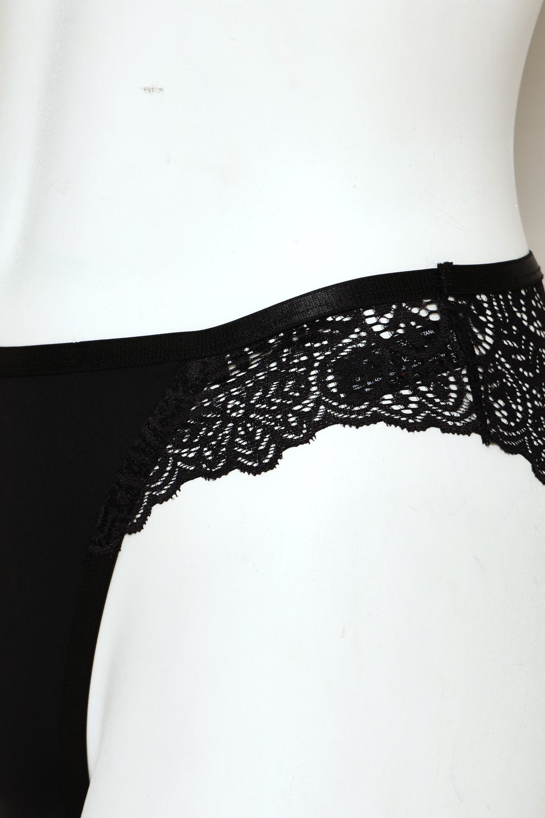 Microfiber & Lace Brazilian Panty - Black