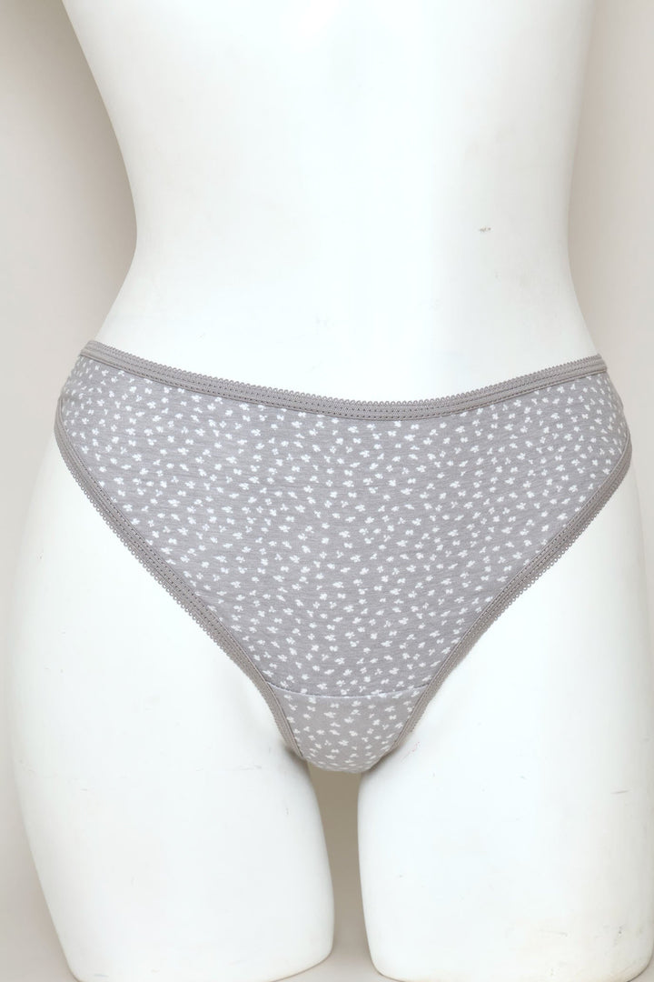 5 Pack Cotton Thong Panties - Grey