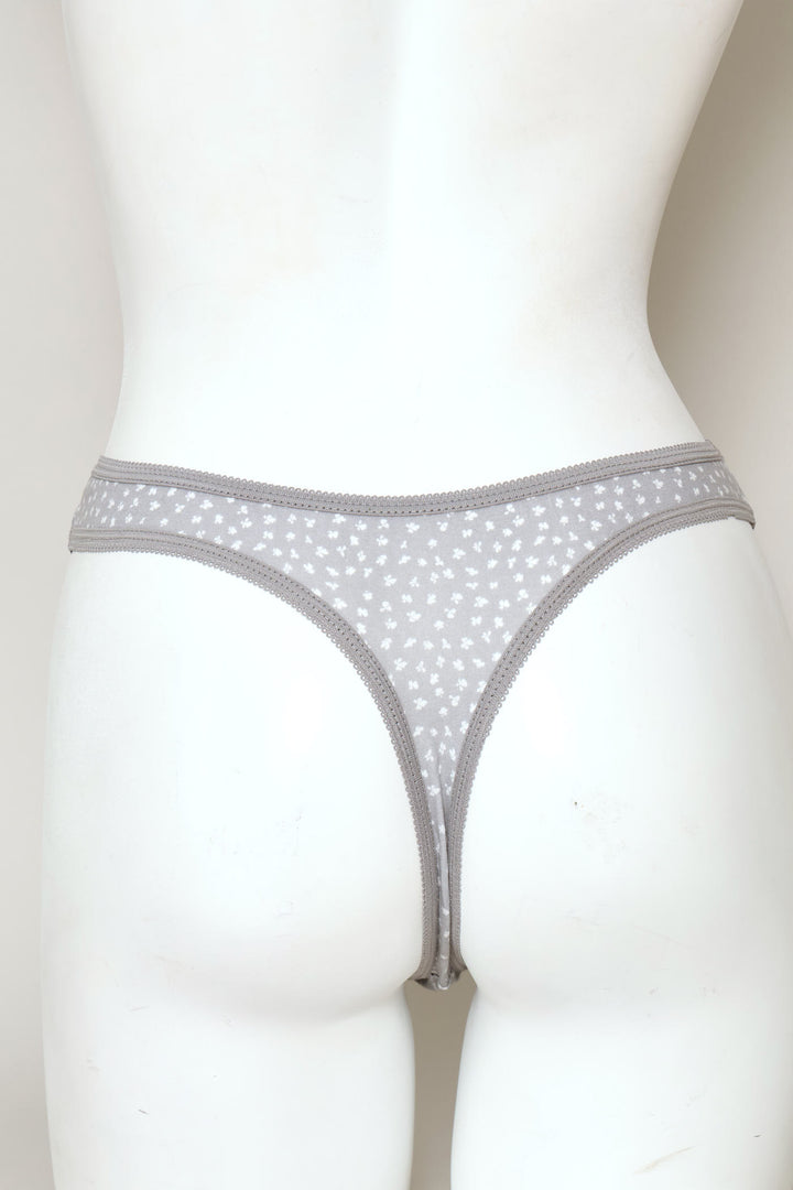 5 Pack Cotton Thong Panties - Grey