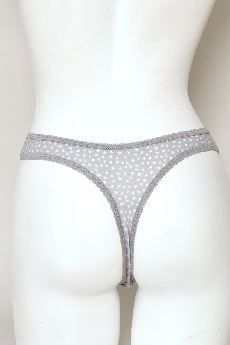 5 Pack Cotton Thong Panties - Grey