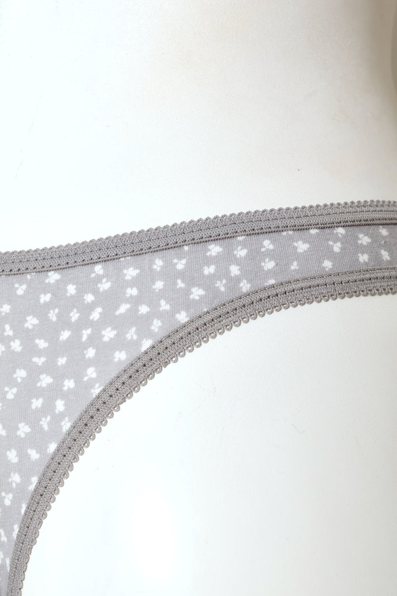 5 Pack Cotton Thong Panties - Grey