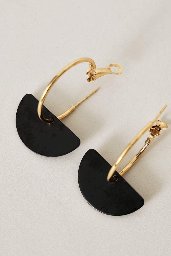 Hoop & Matte Earrings - Gold/Black