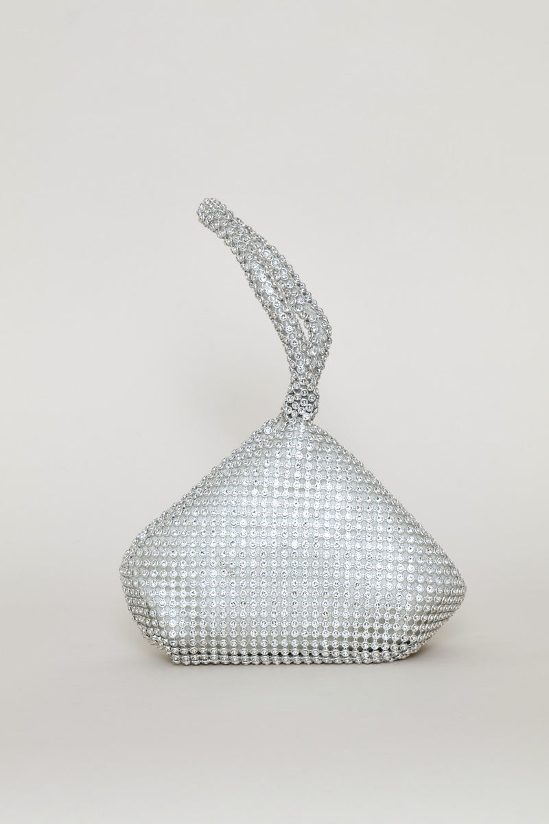 Diamante Wristlet Evening Bag - Silver