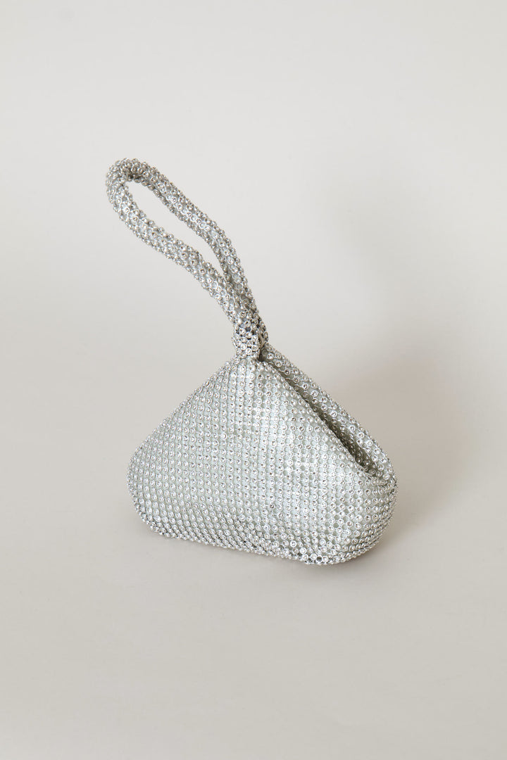 Diamante Wristlet Evening Bag - Silver