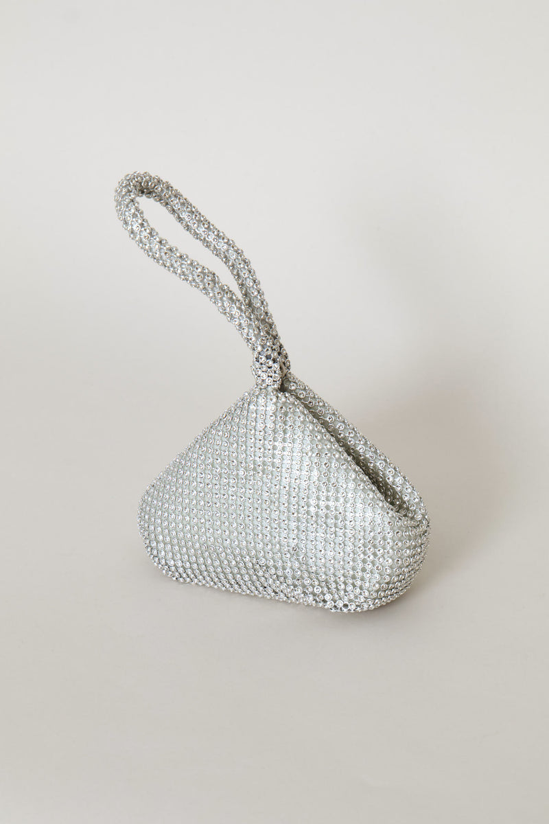 Diamante Wristlet Evening Bag - Silver