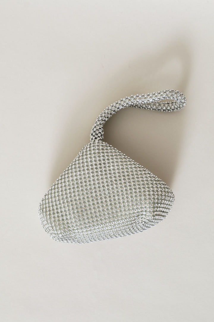 Diamante Wristlet Evening Bag - Silver
