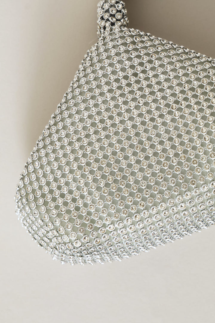 Diamante Wristlet Evening Bag - Silver