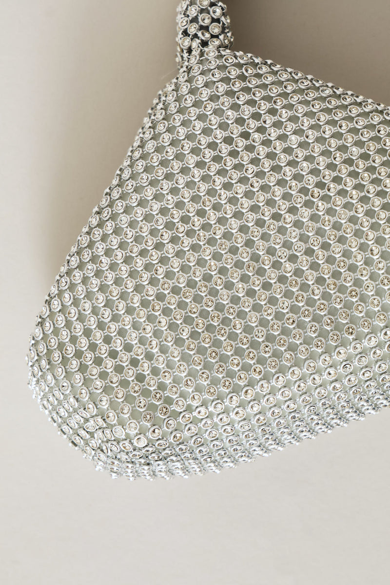 Diamante Wristlet Evening Bag - Silver