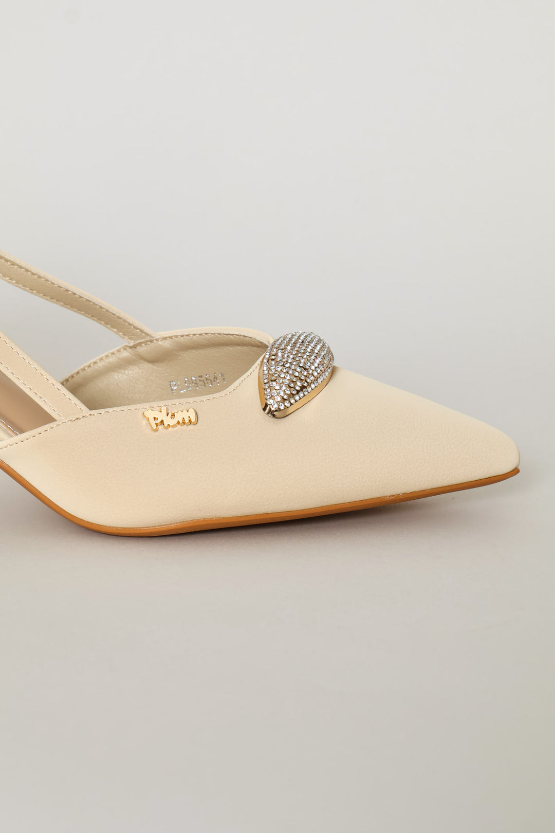 Jewel Detail Slingback Heel - Off White